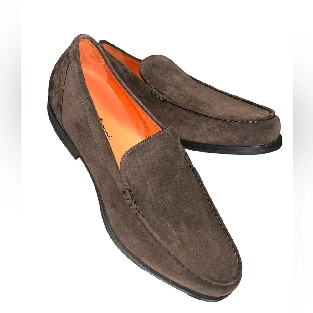 Santoni Faith Suede Loafer in Dark Brown-12 - Picture 5 of 15